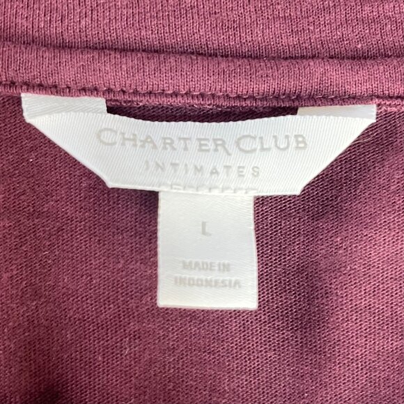 Charter Club Intimates Long Sleeve Pajama Top Womens Large Burgundy New - Picture 5 of 7